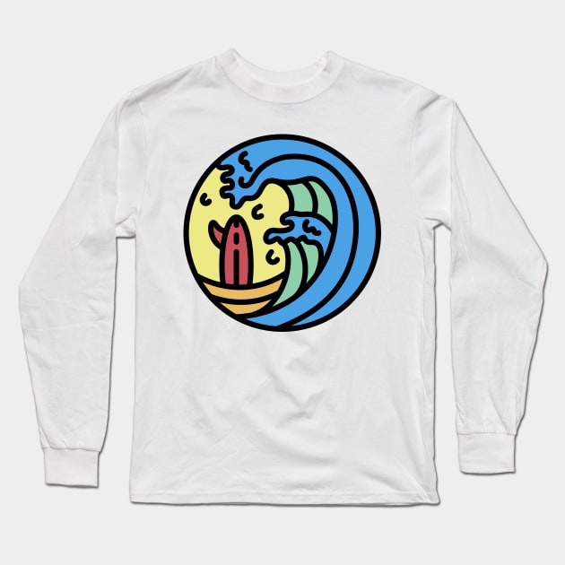 Surf Wave Long Sleeve T-Shirt by polkamdesign